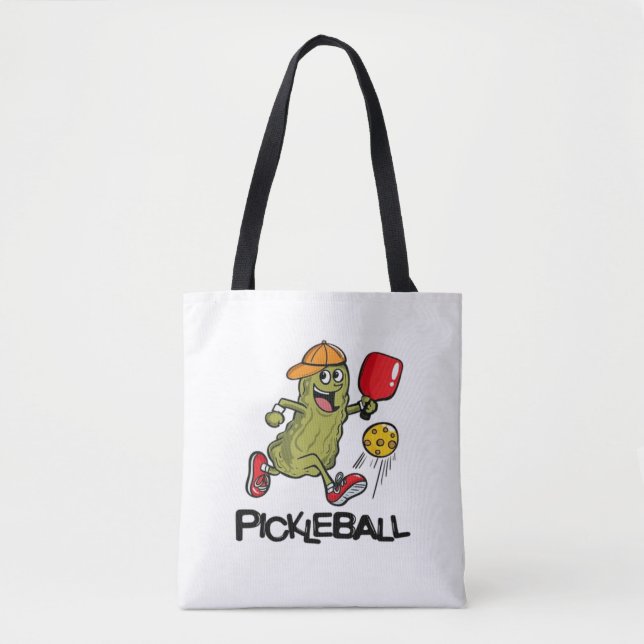 Funny Pickle Playing Pickleball  Tote Bag (Front)
