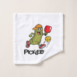 Funny Pickle Playing Pickleball Wash Cloth