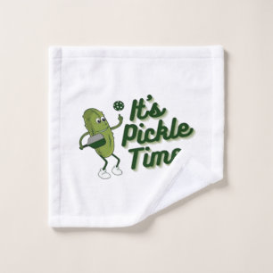 Funny Pickle Playing Pickleball Wash Cloth