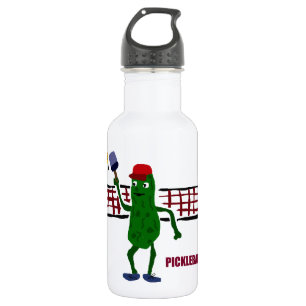 Funny Pickle Playing Pickleball with Net Art 532 Ml Water Bottle