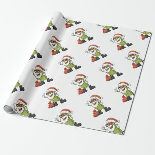 Funny Pickle Santa Claus Christmas Cartoon Holiday Wrapping Paper