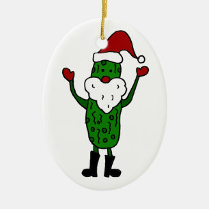 Funny Pickle Santa Claus Christmas Design Ceramic Ornament