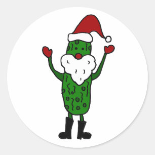 Funny Pickle Santa Claus Christmas Design Classic Round Sticker