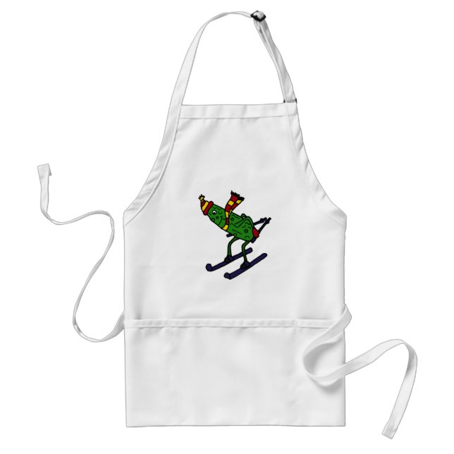 Funny Pickle Skiing Cartoon Standard Apron (Front)