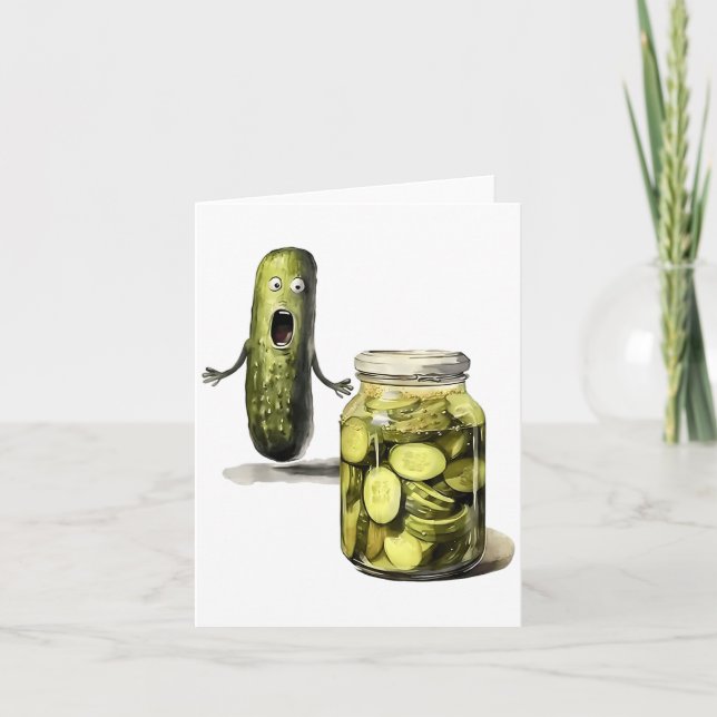 Funny Pickle Surprise A Cucumber And A Jar Of Slic Card (Front)