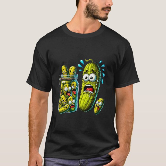 Funny Pickle Surprise A Cucumber And A Jar Of Slic T-Shirt (Front)