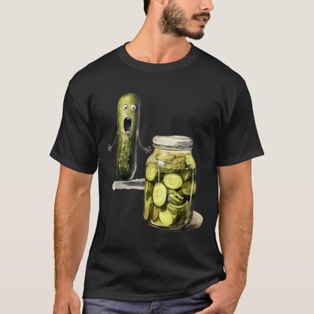 Funny Pickle Surprise A Cucumber And A Jar Of Slic T-Shirt (Front)