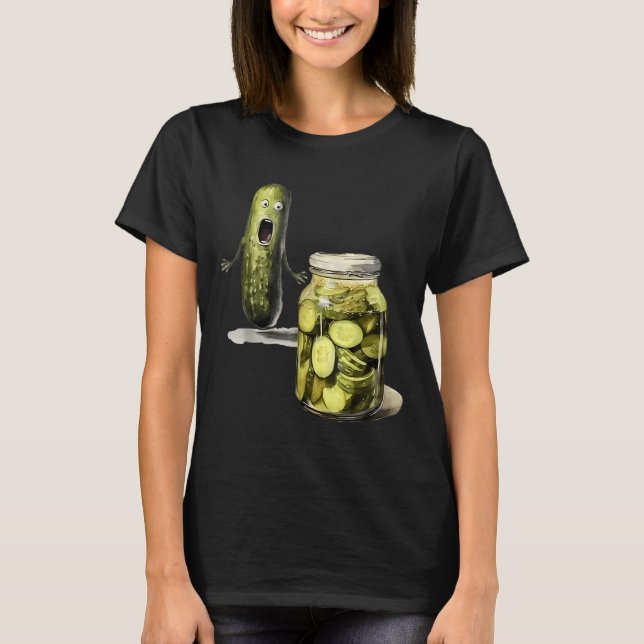 Funny Pickle Surprise A Cucumber And A Jar Of Slic T-Shirt (Front)