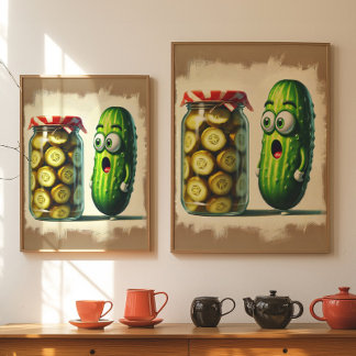 Funny Pickle Wall Art Cartoon Poster Dark Humour