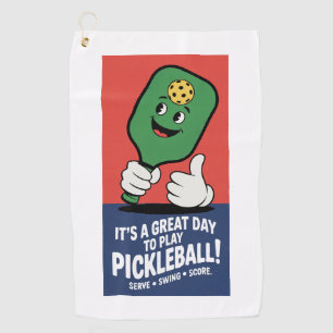 Funny Pickleball A Great Day To Play Pickleball Golf Towel