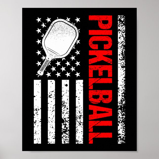 Funny Pickleball American Flag American Flag Poster (Front)
