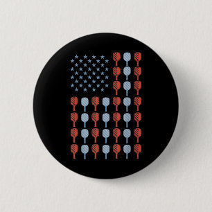 Funny Pickleball American Flag Usa Men Women 4th O 6 Cm Round Badge