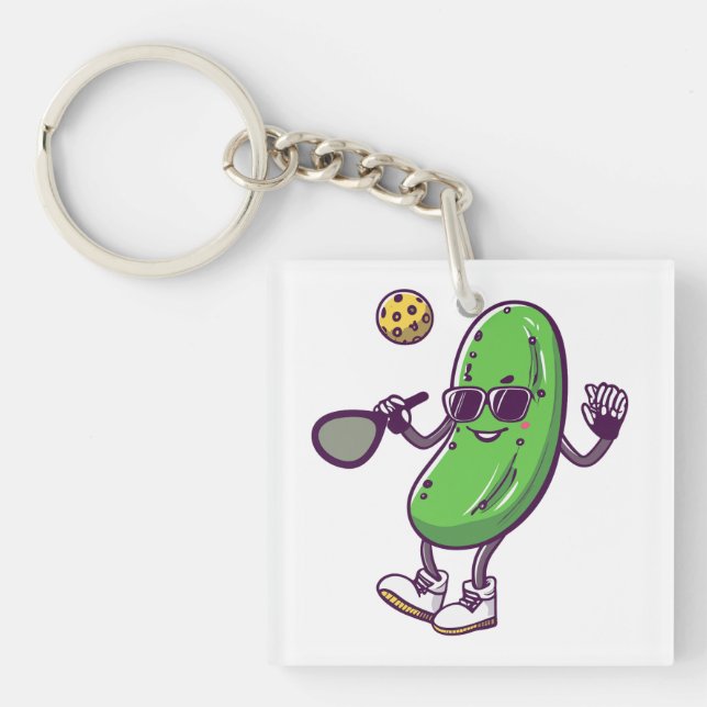 Funny Pickleball and Cool Cucumber: Playful Paddle Key Ring (Front)