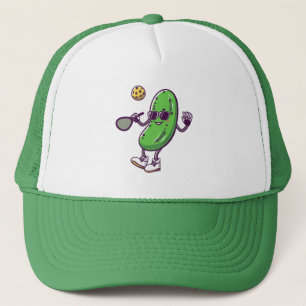 Funny Pickleball and Cool Cucumber: Playful Paddle Trucker Hat