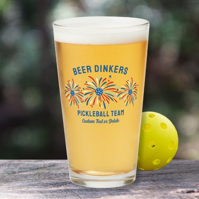 Funny Pickleball Beer Drinkers Patriotic July 4th  Glass (Creator Uploaded)