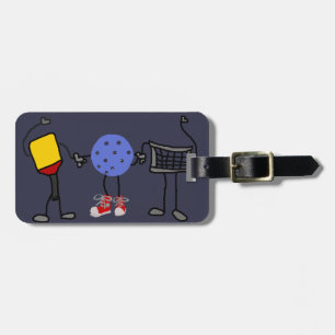 Funny Pickleball Cartoon Characters Luggage Tag
