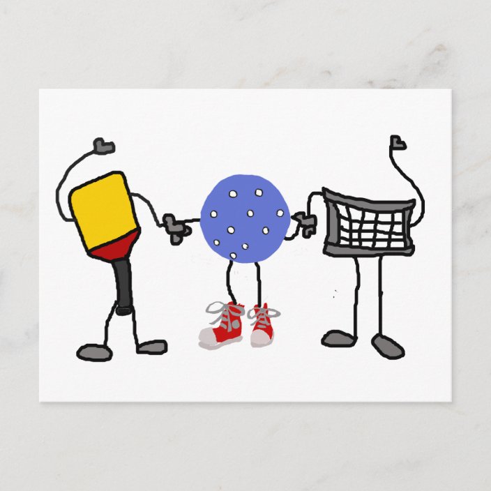 Funny Pickleball Cartoon Characters Postcard