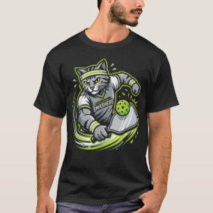 Funny Pickleball Cat Player Paddle Sports T-Shirt