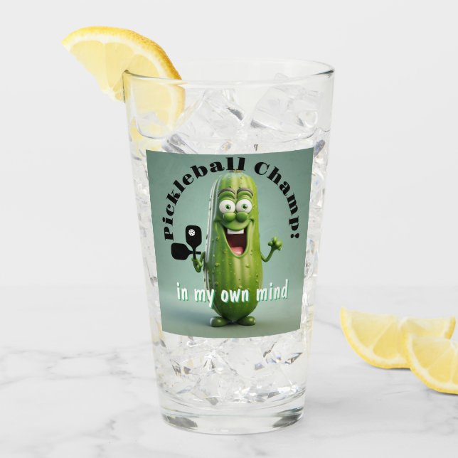 Funny Pickleball Champ Glass Tumbler (Front Ice)