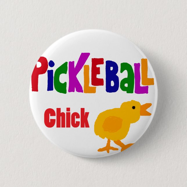 Funny Pickleball Chick Art 6 Cm Round Badge (Front)