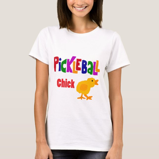 Funny Pickleball Chick Art T-Shirt (Front)