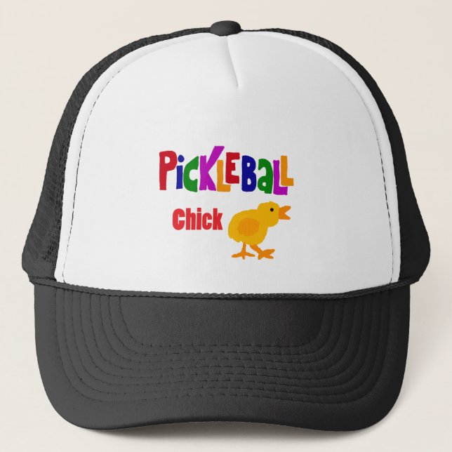 Funny Pickleball Chick Art Trucker Hat (Front)