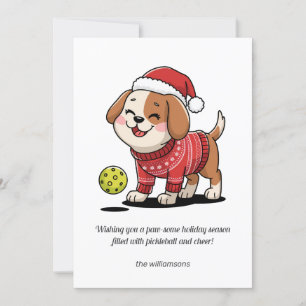 Funny Pickleball Christmas Dog Your Custom Text Holiday Card
