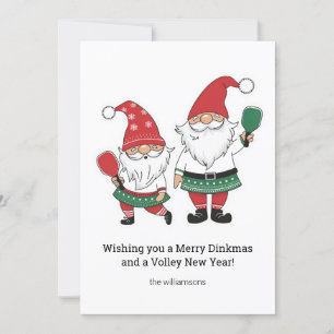 Funny Pickleball Christmas Gnomes, Custom Text Holiday Card