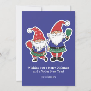 Funny Pickleball Christmas Gnomes, Custom Text Holiday Card