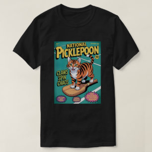 Funny Pickleball Claws Spin Chaos Cat Paddle T-Shirt