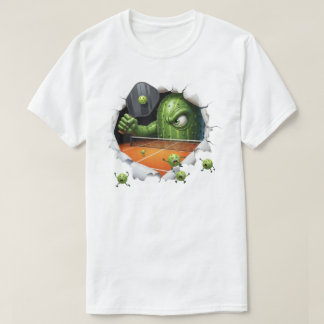 Funny Pickleball Creature Dominates Court Scene T-Shirt