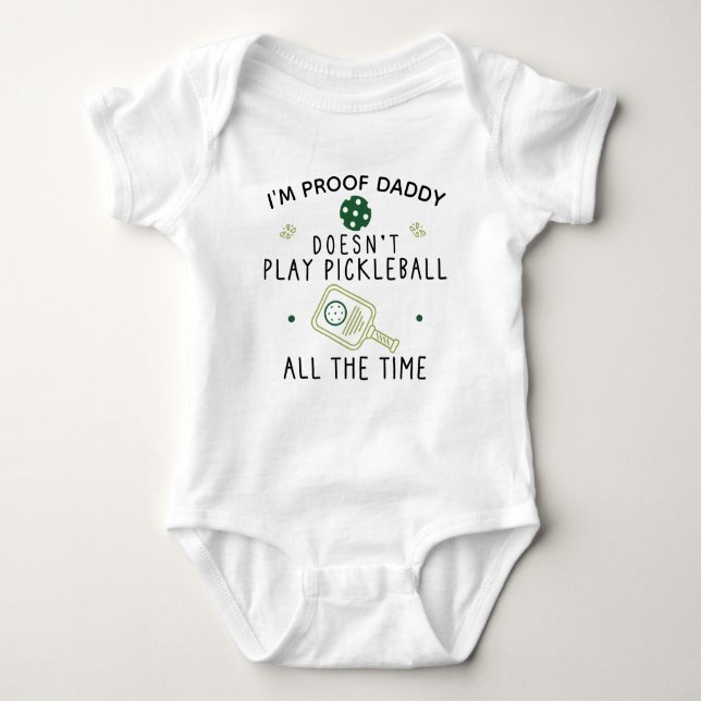Funny Pickleball Daddy Cute Pickleball Paddles Baby Bodysuit (Front)