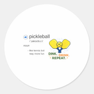 Funny pickleball definition like tennis but fun classic round sticker