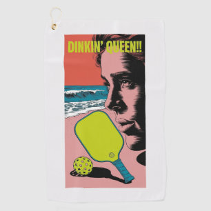 Funny Pickleball DINKIN' QUEEN!! Beach Style Sport Golf Towel