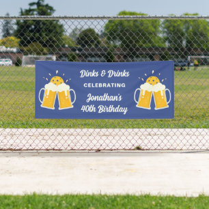 Funny Pickleball Dinks & Drinks Beer Personalised Banner