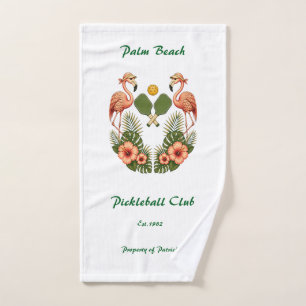 Funny Pickleball Gift Retro Flamingo Court Towel