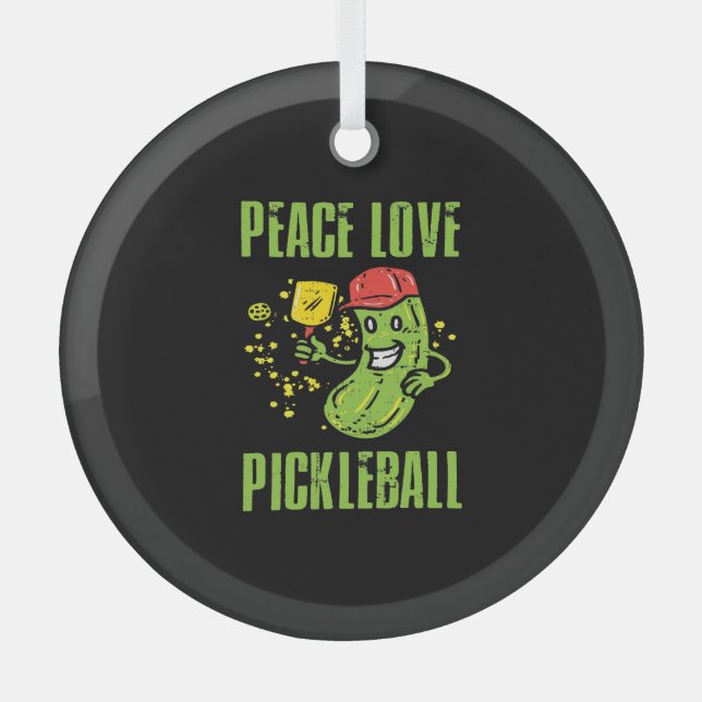 Funny Pickleball Glass Tree Decoration (Front)