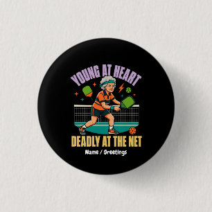 Funny Pickleball Grandma Young At Heart Deadly Net 3 Cm Round Badge