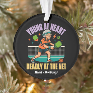 Funny Pickleball Grandma Young At Heart Deadly Net Ornament