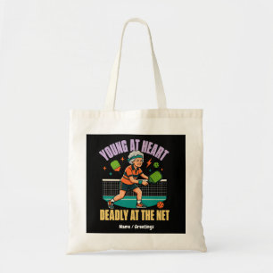 Funny Pickleball Grandma Young At Heart Deadly Net Tote Bag
