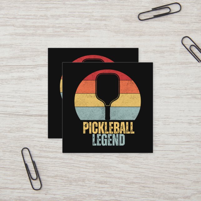 Funny Pickleball Legend Square Business Card (Front/Back In Situ)
