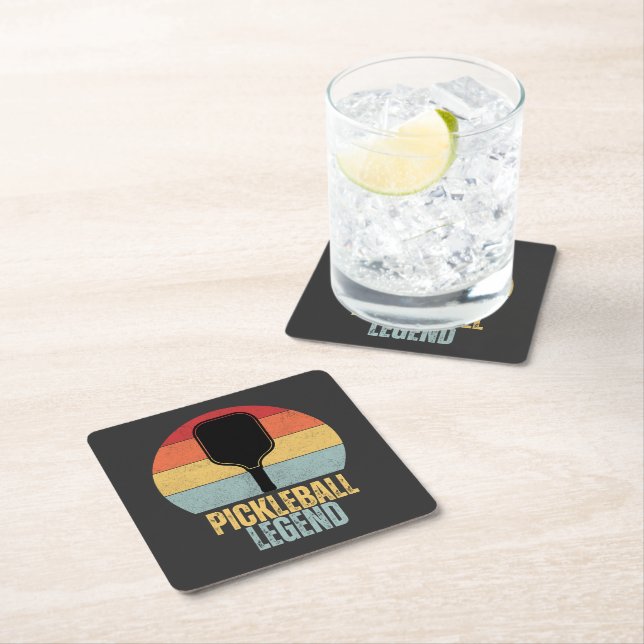 Funny Pickleball Legend Square Paper Coaster (Insitu)