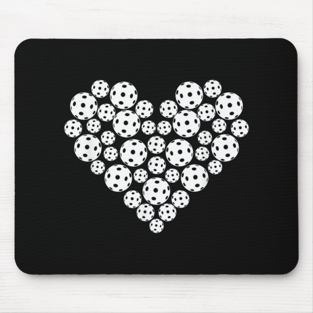 Funny Pickleball Love Heart Shape Valentine Mouse Pad (Front)