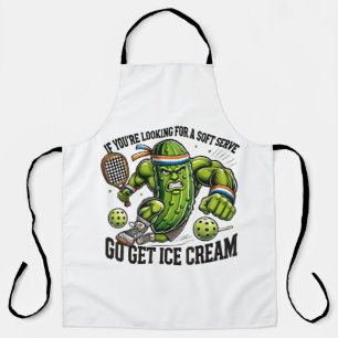 Funny Pickleball Lover Pun with a Pickle Playing Apron