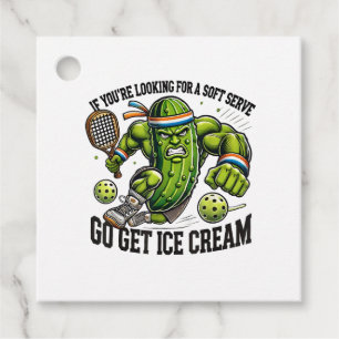 Funny Pickleball Lover Pun with a Pickle Playing Favour Tags