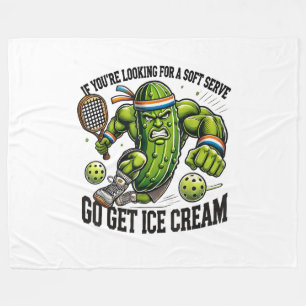 Funny Pickleball Lover Pun with a Pickle Playing Fleece Blanket