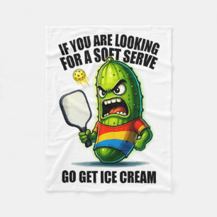 Funny pickleball lover pun with a pickle playing fleece blanket