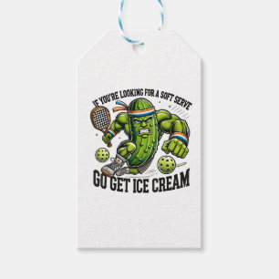 Funny Pickleball Lover Pun with a Pickle Playing Gift Tags
