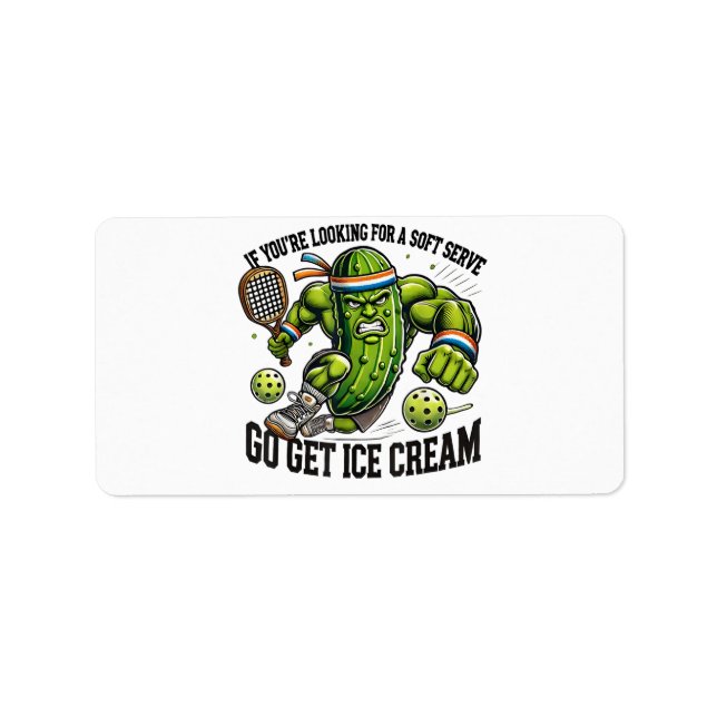 Funny Pickleball Lover Pun with a Pickle Playing Label (Front)