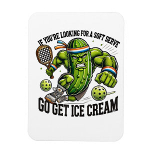 Funny Pickleball Lover Pun with a Pickle Playing Magnet